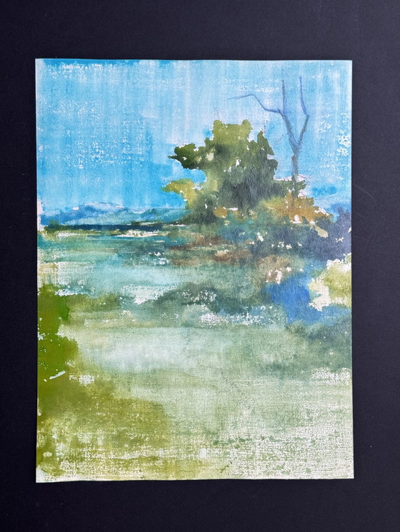 Image 1 of Eugène Eechaut (1928-2019) - Set Of 10 Artworks. Watercolor Abstract Landscape 