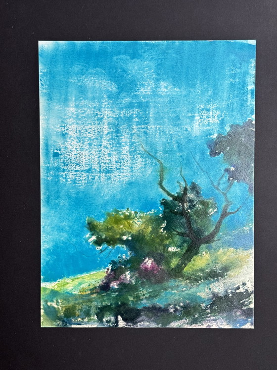 Image 1 of Eugène Eechaut (1928-2019) - Set Of 10 Artworks. Watercolor Abstract Landscape 