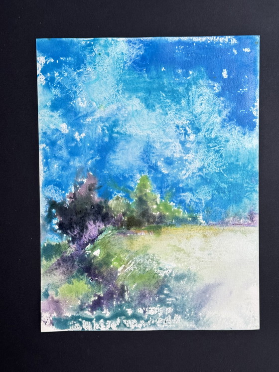 Image 1 of Eugène Eechaut (1928-2019) - Set Of 10 Artworks. Watercolor Abstract Landscape 