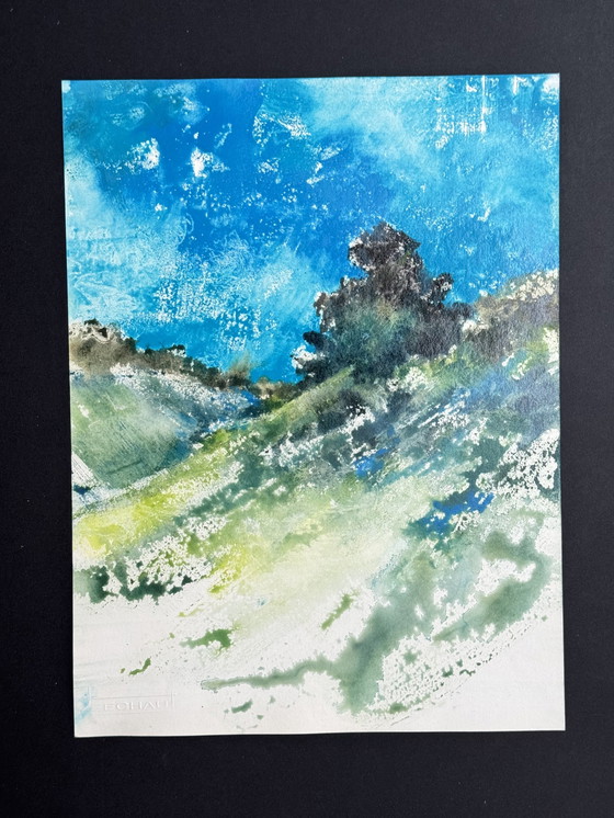 Image 1 of Eugène Eechaut (1928-2019) - Set Of 10 Artworks. Watercolor Abstract Landscape 