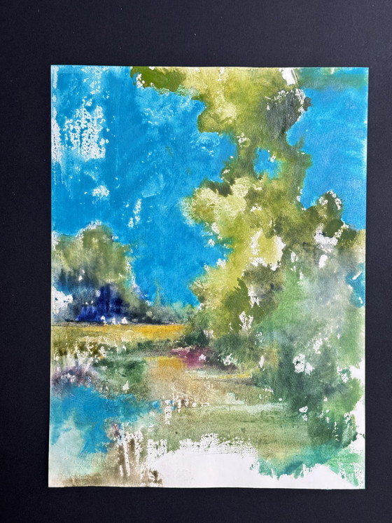 Image 1 of Eugène Eechaut (1928-2019) - Set Of 10 Artworks. Watercolor Abstract Landscape 