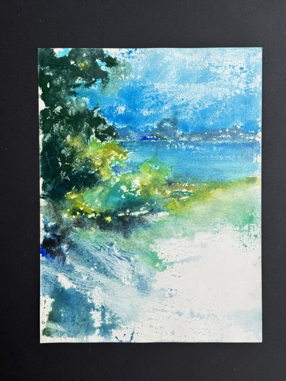 Image 1 of Eugène Eechaut (1928-2019) - Set Of 10 Artworks. Watercolor Abstract Landscape 