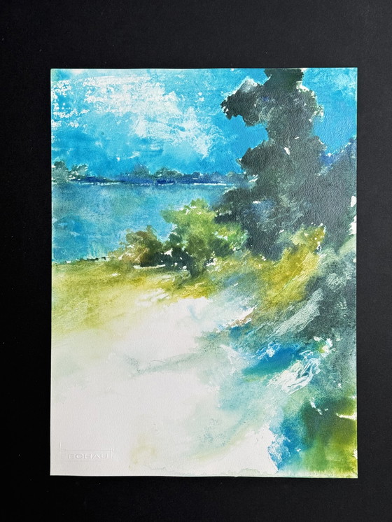 Image 1 of Eugène Eechaut (1928-2019) - Set Of 10 Artworks. Watercolor Abstract Landscape 