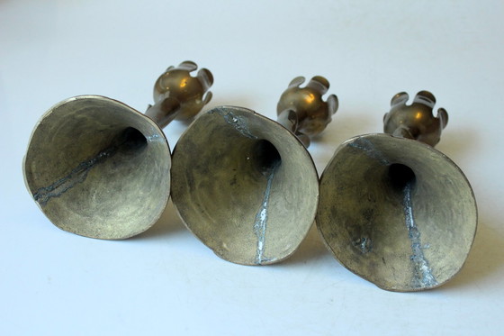 Image 1 of 3x Great Mid - Century candle holders made of solid brass