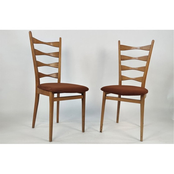 Image 1 of Pair of mid century dining chairs with high backrests by Ton, Czechoslovakia 1960s