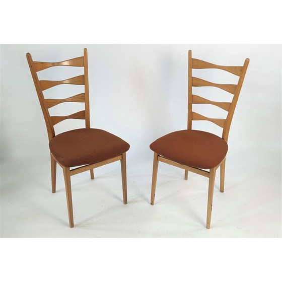 Image 1 of Pair of mid century dining chairs with high backrests by Ton, Czechoslovakia 1960s