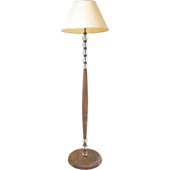 Image 1 of Vintage oak and glass floor lamp, France 1950