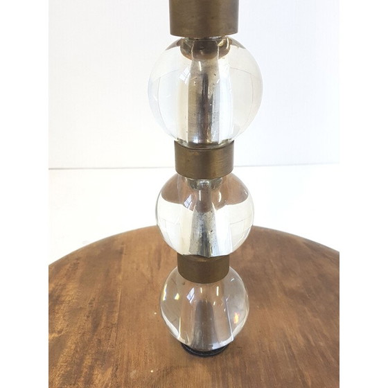 Image 1 of Vintage oak and glass floor lamp, France 1950