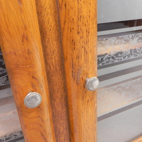 Image 1 of Wall Cabinet With 2 Doors With Figure Glass And 2 Drawers, 1950s