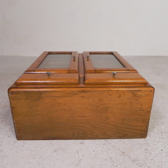 Image 1 of Wall Cabinet With 2 Doors With Figure Glass And 2 Drawers, 1950s