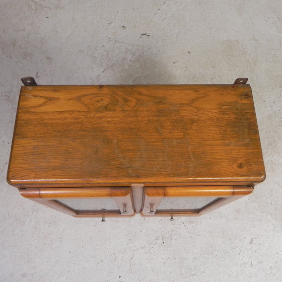 Image 1 of Wall Cabinet With 2 Doors With Figure Glass And 2 Drawers, 1950s