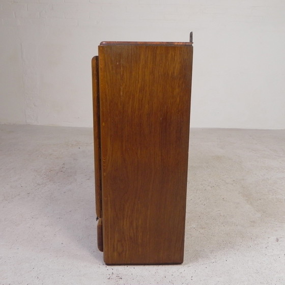 Image 1 of Wall Cabinet With 2 Doors With Figure Glass And 2 Drawers, 1950s