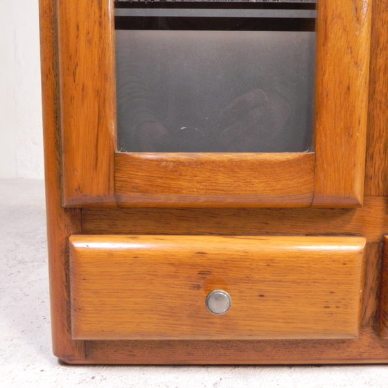 Image 1 of Wall Cabinet With 2 Doors With Figure Glass And 2 Drawers, 1950s