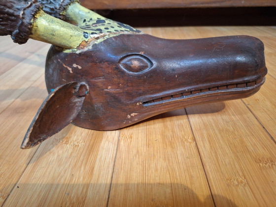 Image 1 of Solid Wood Deer Head With Real Antlers, Java, Indonesia