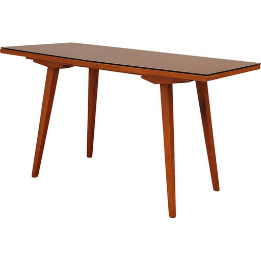 Vintage beech and glass coffee table by Tatra Nabytok, Czechoslovakia 1960