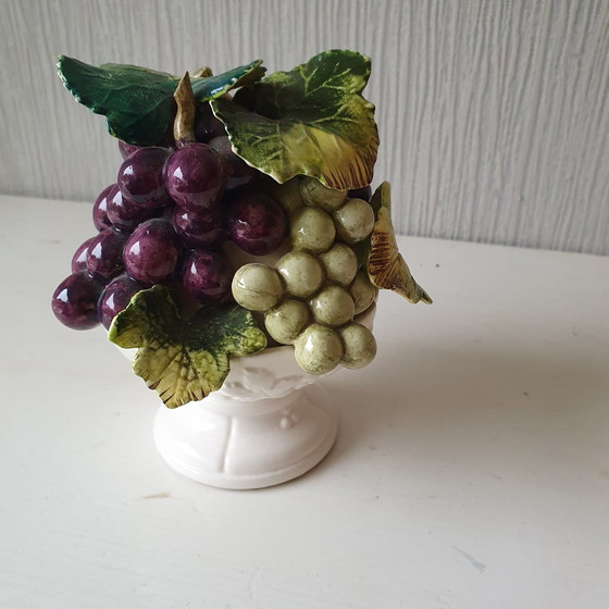 Image 1 of Ceramic Fruit Basket With Grapes