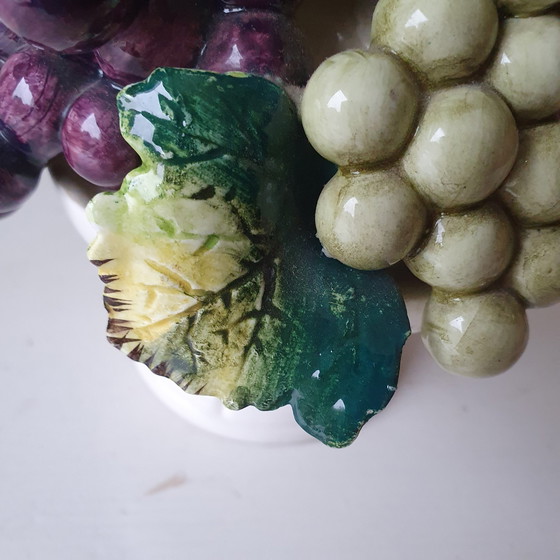 Image 1 of Ceramic Fruit Basket With Grapes