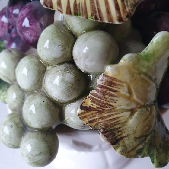 Image 1 of Ceramic Fruit Basket With Grapes