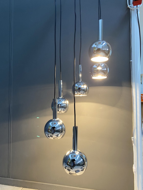 Image 1 of Chrome 6 ball sphere lamp 1960s