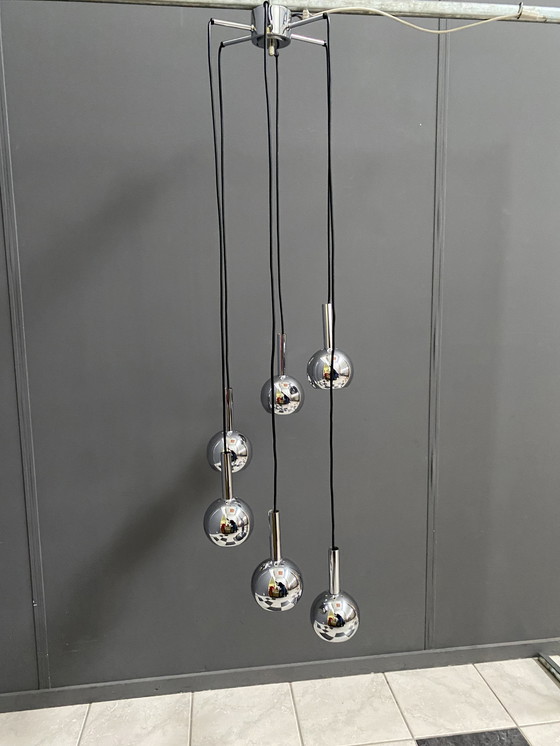 Image 1 of Chrome 6 ball sphere lamp 1960s