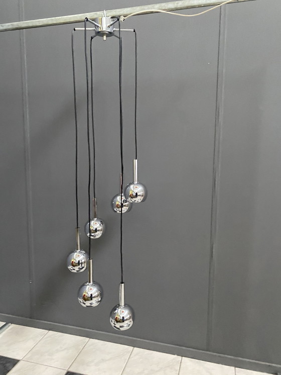 Image 1 of Chrome 6 ball sphere lamp 1960s