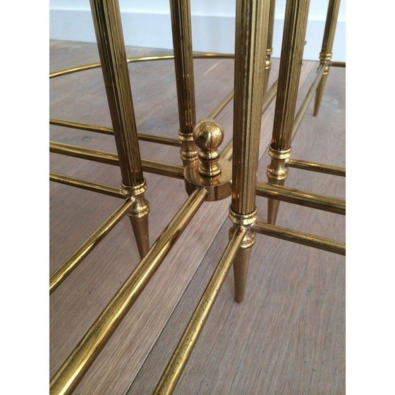 Image 1 of Round vintage brass coffee table for La Maison Baguès, France 1940