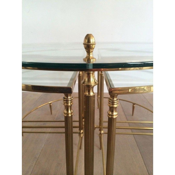 Image 1 of Round vintage brass coffee table for La Maison Baguès, France 1940