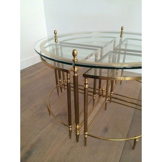 Image 1 of Round vintage brass coffee table for La Maison Baguès, France 1940