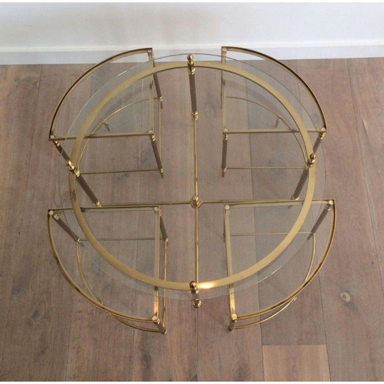 Image 1 of Round vintage brass coffee table for La Maison Baguès, France 1940
