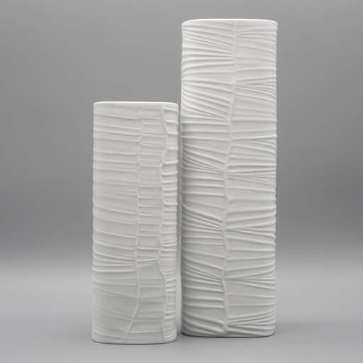 Rosenthal Studio-Linie Bisque Porcelain Vase Duo 30 CM + 22 CM By Werner Schreib