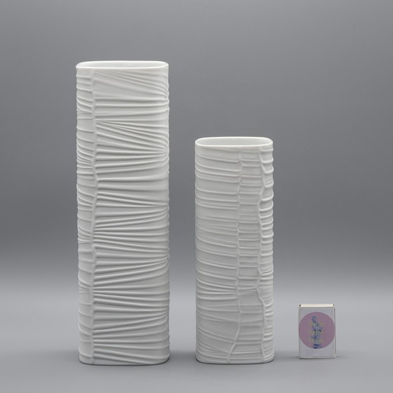 Image 1 of Rosenthal Studio-Linie Bisque Porcelain Vase Duo 30 CM + 22 CM By Werner Schreib