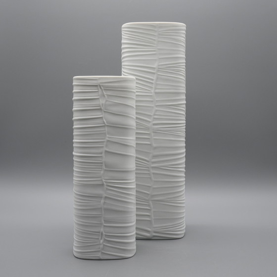 Image 1 of Rosenthal Studio-Linie Bisque Porcelain Vase Duo 30 CM + 22 CM By Werner Schreib