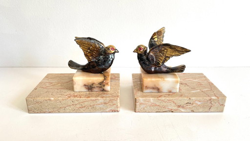 Greenhouse French Art Deco Books Birds On Marble