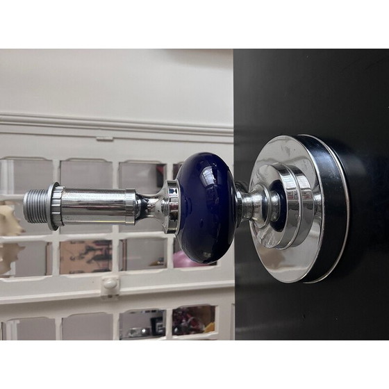 Image 1 of Lampada vintage in metallo cromato e lacca blu per Maison le Dauphin, 1970