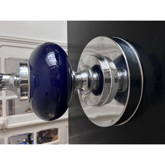 Image 1 of Lampada vintage in metallo cromato e lacca blu per Maison le Dauphin, 1970