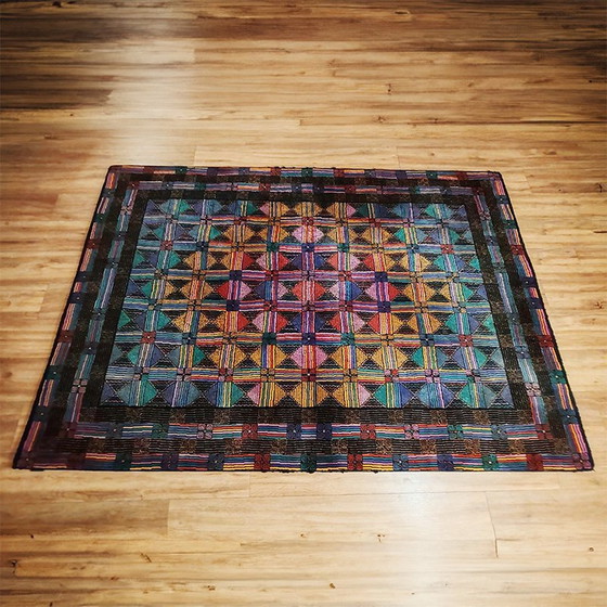 Image 1 of 1980S Geometric Rug "Palio" By Missoni For T&J Vestor In Pure Wool.