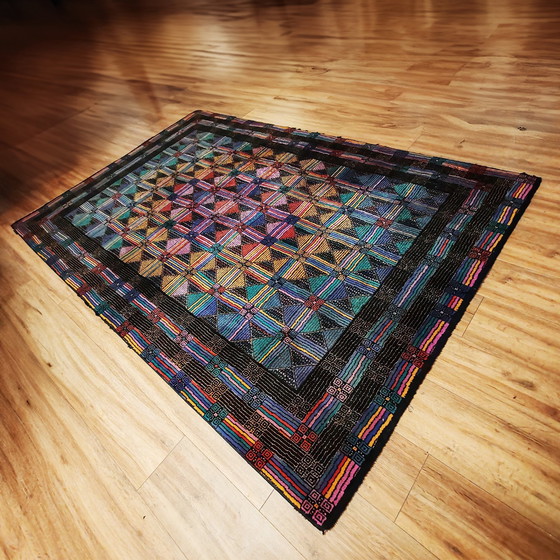 Image 1 of 1980S Geometric Rug "Palio" By Missoni For T&J Vestor In Pure Wool.