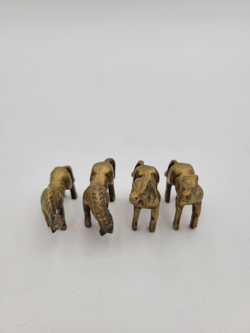 Set Of 4 Brass Horses