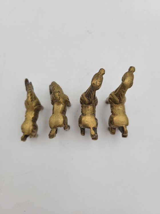 Image 1 of Set Of 4 Brass Horses