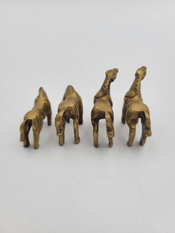 Image 1 of Set Of 4 Brass Horses