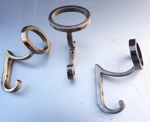 Vintage Space Age Alu Wall Hooks, 1970S, Set Of 3