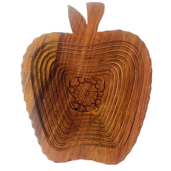 Image 1 of Ciotola pieghevole vintage in teak per mele