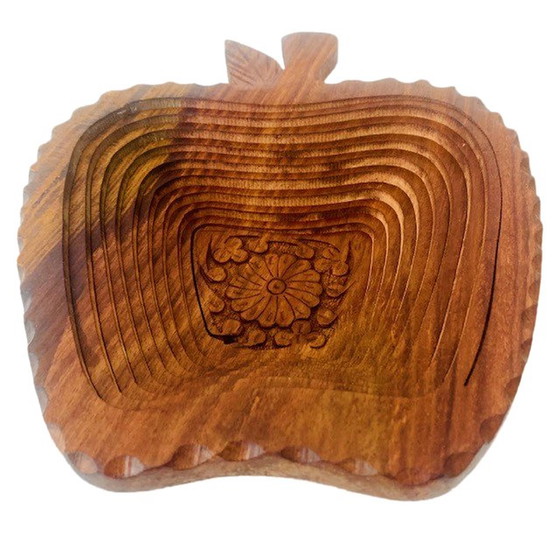 Image 1 of Ciotola pieghevole vintage in teak per mele