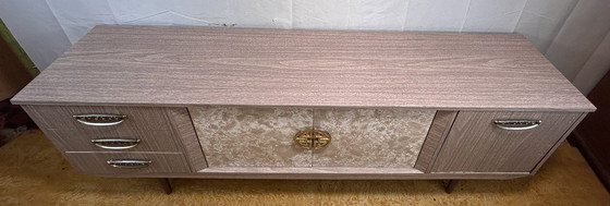 Image 1 of Credenza in stile italiano retrò vintage di metà secolo, in formica, design Old Hollywood, anni '50