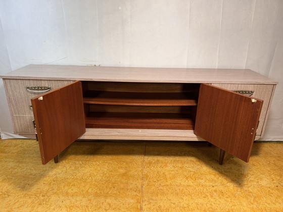 Image 1 of Credenza in stile italiano retrò vintage di metà secolo, in formica, design Old Hollywood, anni '50