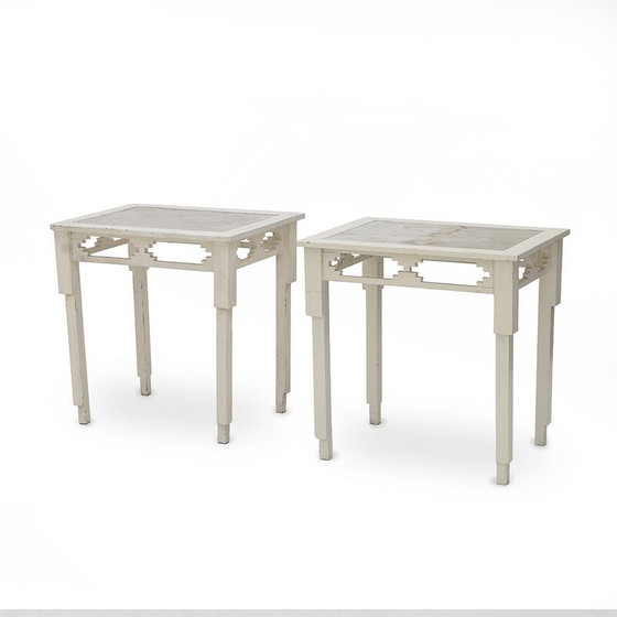 Image 1 of Pair of vintage consoles with marble top, 1930s