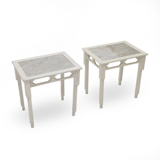 Image 1 of Pair of vintage consoles with marble top, 1930s