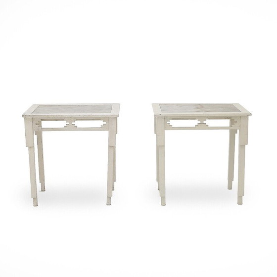Image 1 of Pair of vintage consoles with marble top, 1930s
