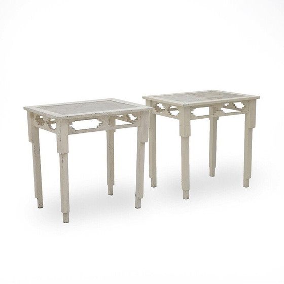 Image 1 of Pair of vintage consoles with marble top, 1930s