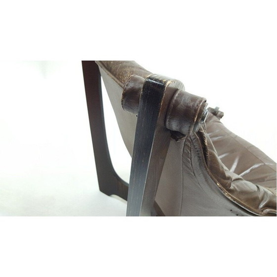Image 1 of Poltrona vintage Luna Lounge di Odd Knutsen in pelle marrone, anni '70